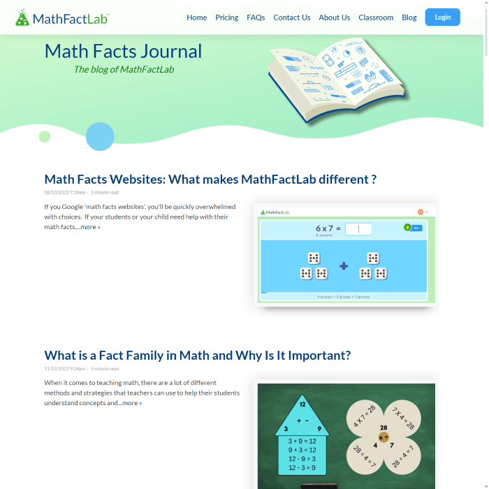 Math Facts Journal